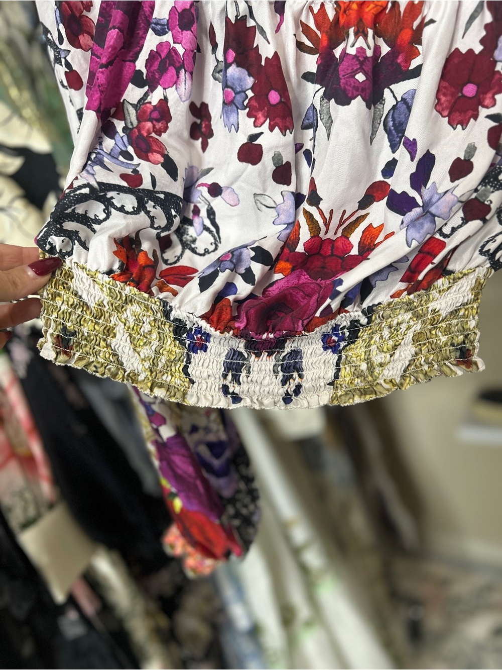 CAMILLA Floral Off the Shoulder Silk Blouse - Picture 4 of 9